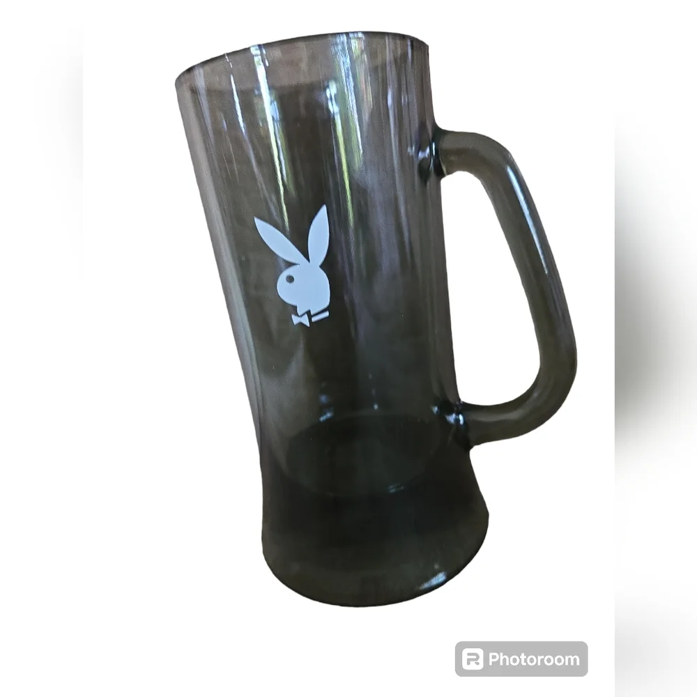 Vintage PLAYBOY Smoked glass beer mug.